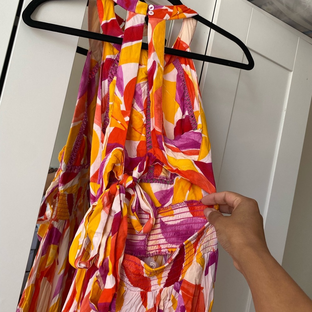 Abel The Label Anthropologie Rumi Maxi Dress Halter Neck Bohemian Blue Size XS - Picture 6 of 9